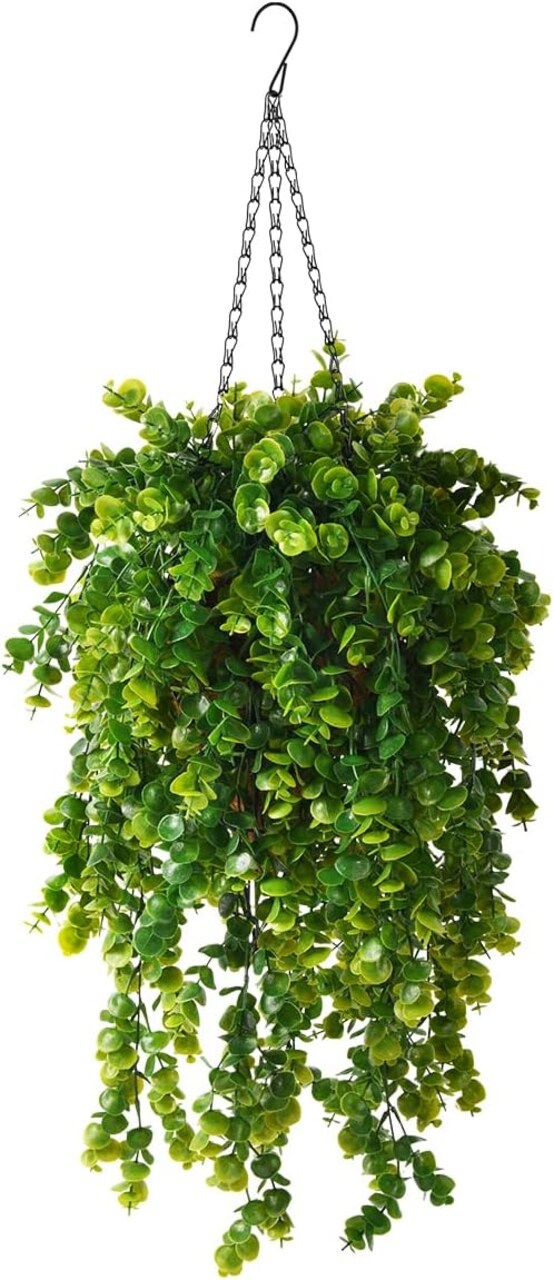 Artificial Faux Hanging Plants Basket for Spring Summer (A Green) 18.9"D x 18.9"W x 35.04"H